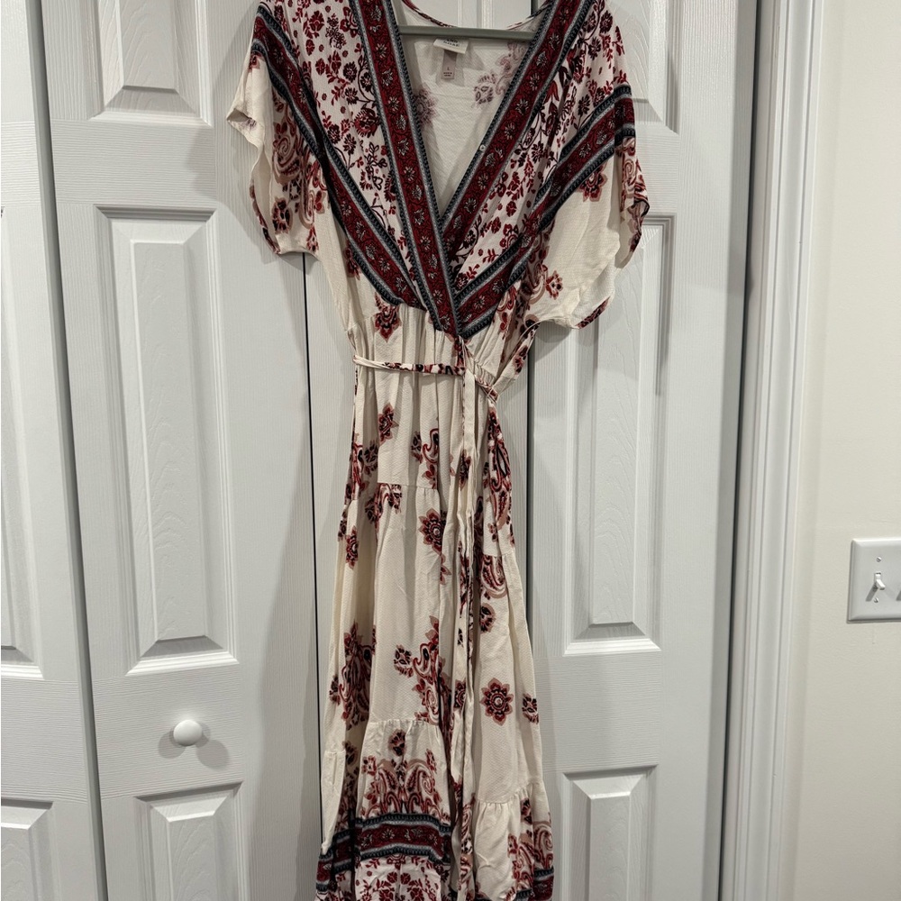 🩵2 for $20 SALE🩵 Knox Rose Cream and Red Floral Maxi Dress